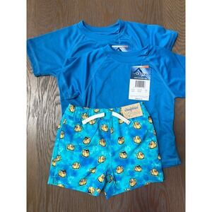 Kanu Surf Chubbies Kids Swim Set 3T Royal Blue Rash Guards Rubber Duckie Trunks
